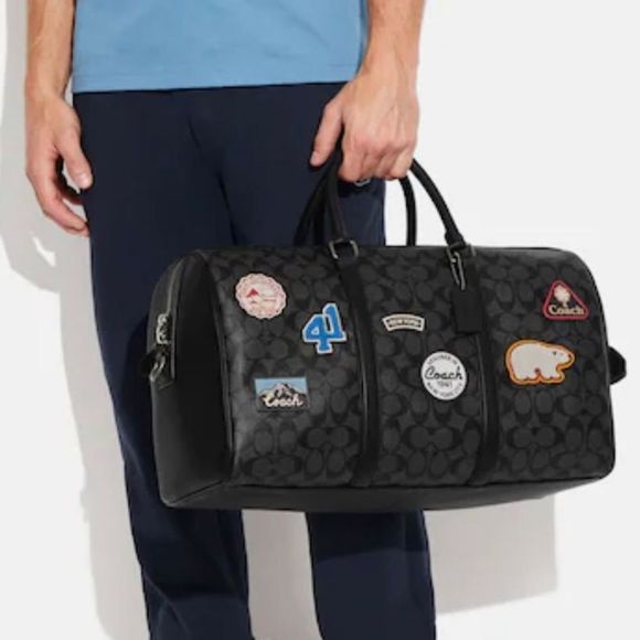 NWT Coach Venturer Bag In Signature Canvas Ski Patches Travel Duffle Duffel - Picture 15 of 16